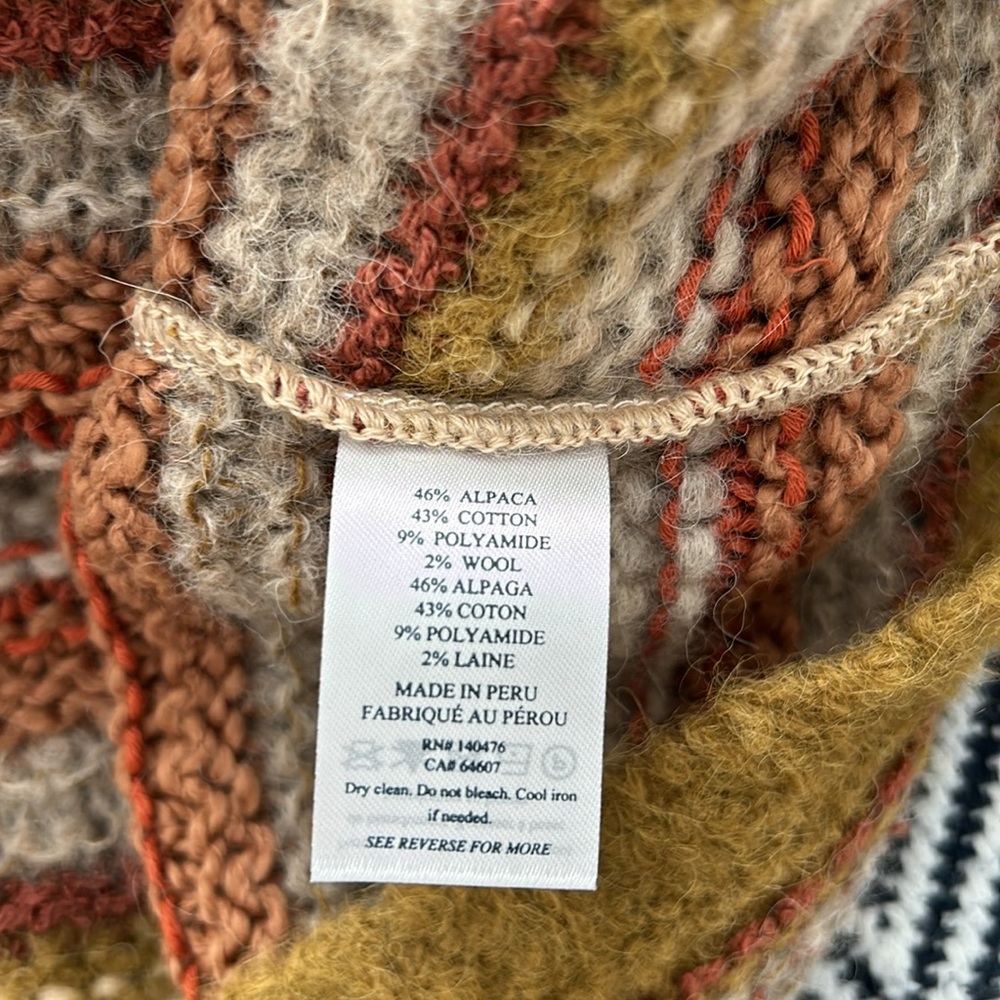 NWT size S Faherty alpaca stripe knit sweater. Made in Peru. So cute! - Picture 8 of 8